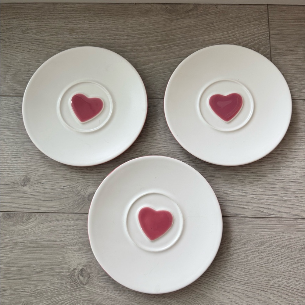 Vintage Starbucks Pink Heart Saucer Set of 3